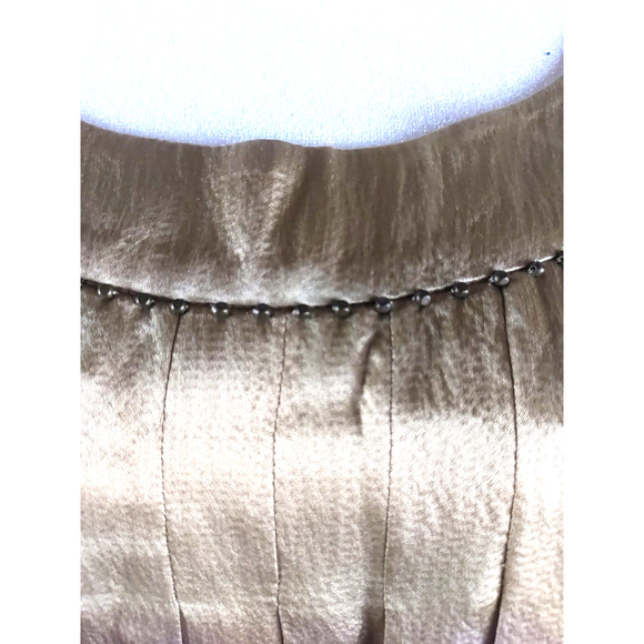 Talbot's Women's Sleeveless Top Size 10 Tan/Gold 100% Silk Beaded Pleats - Picture 3 of 9